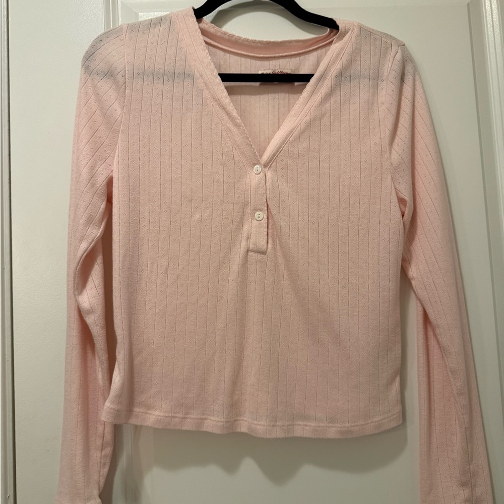 Dairy Boy Pointelle Pajama Set in M. Blush color.